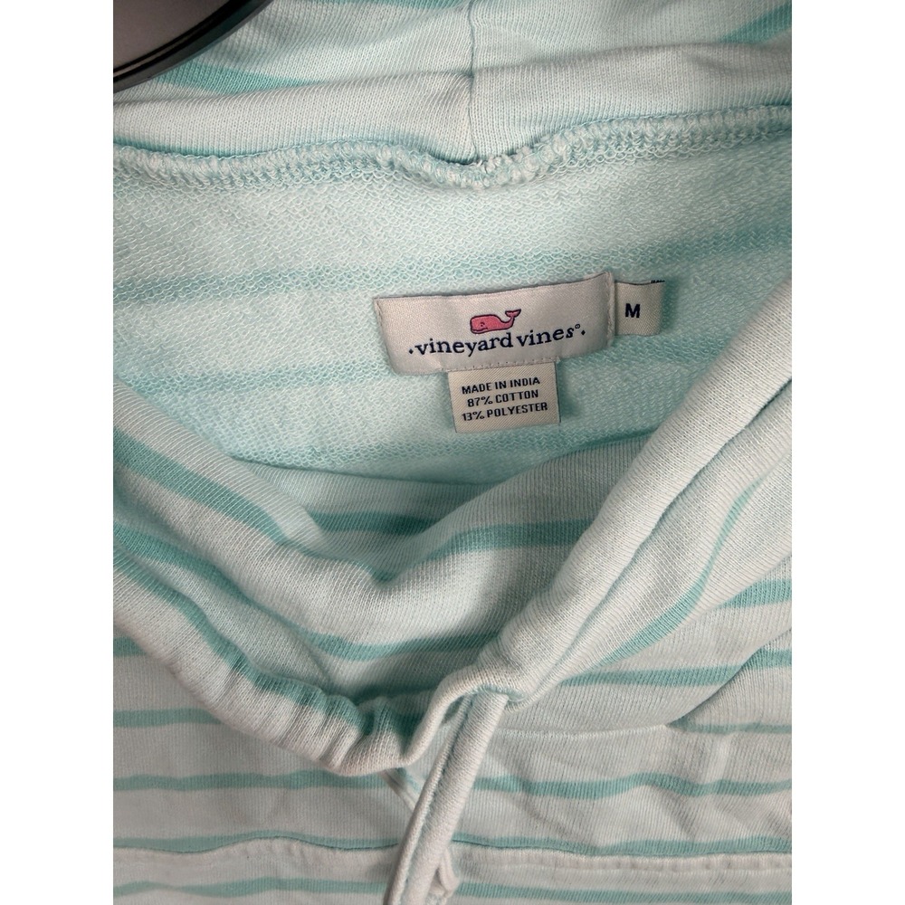 Vineyard Vines Womens M Mint Aqua Striped Cowl Neck Pullover Sweatshirt - Picture 2 of 4